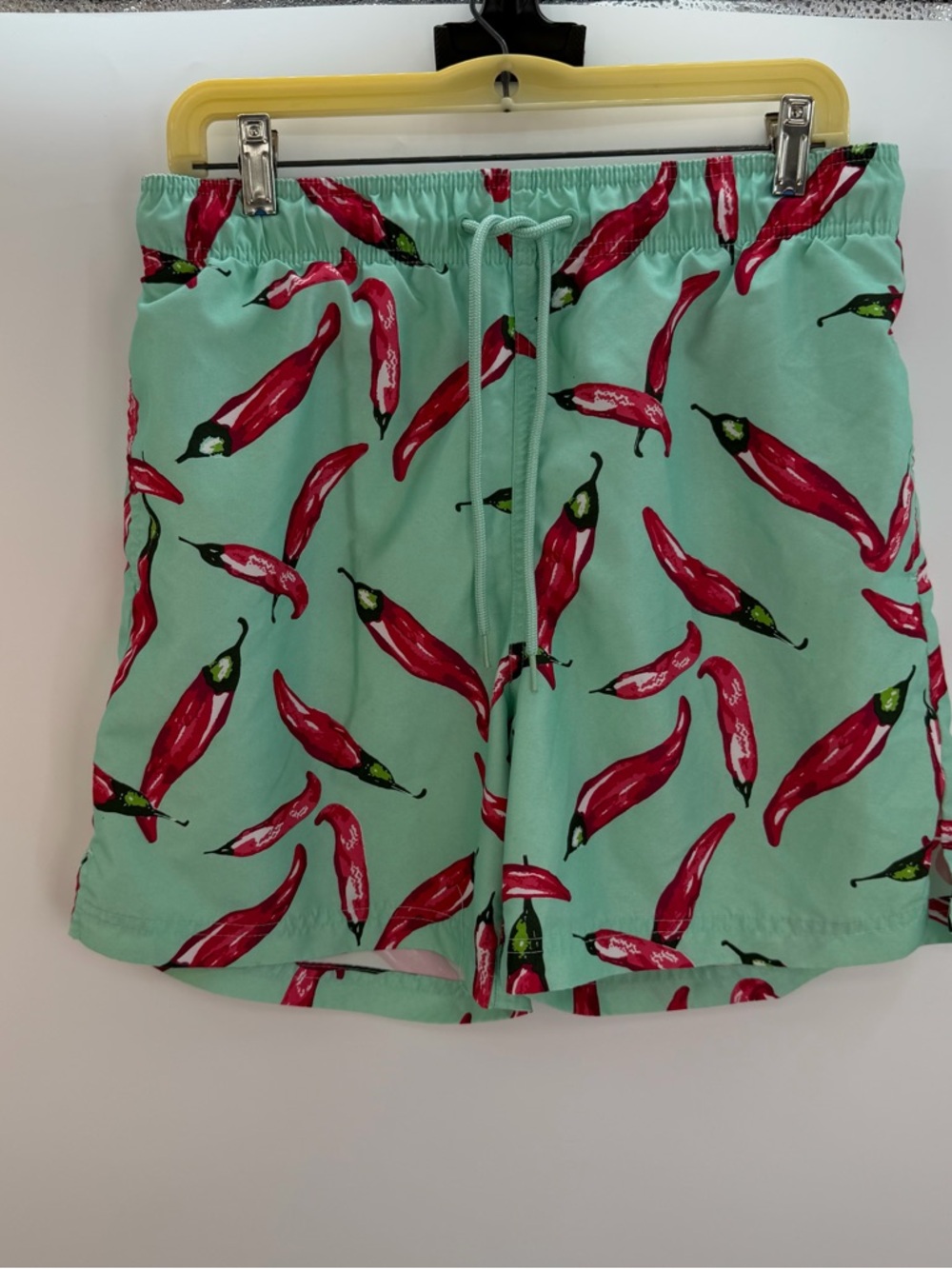 George Mint Green Swim Shorts with Red Chili Print